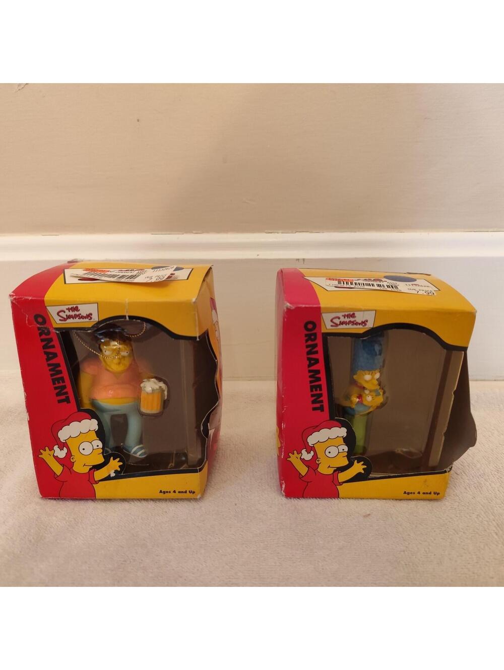 Lot Of 2 The Simpsons Barney,Marge  Christmas Ornament Figure 2002 New in Box